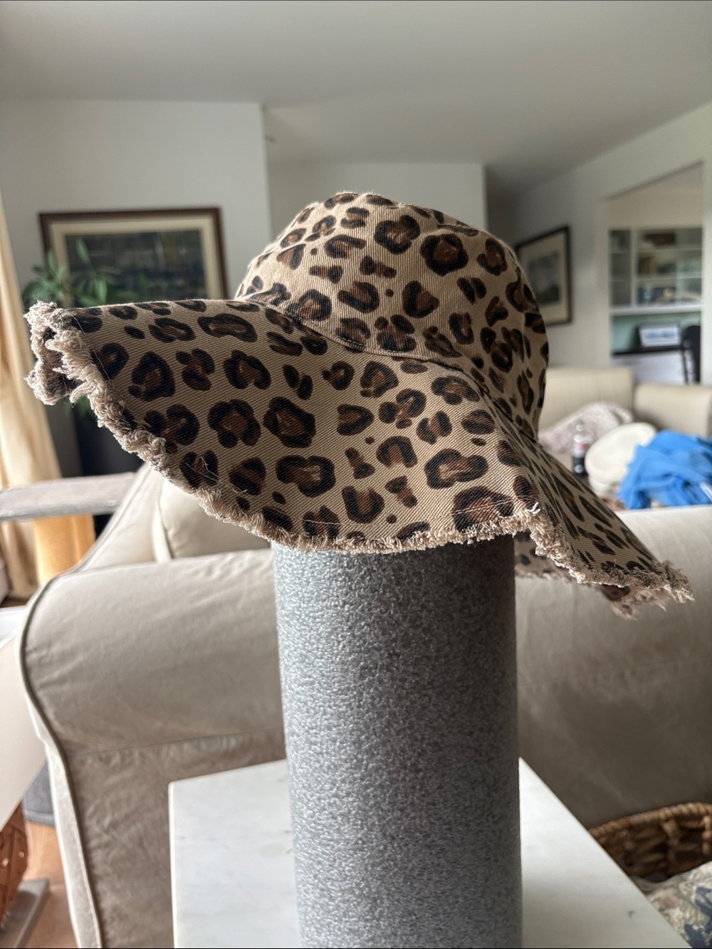 Zara Leopard Print Wide-Brim Sun Hat - Brown & Black